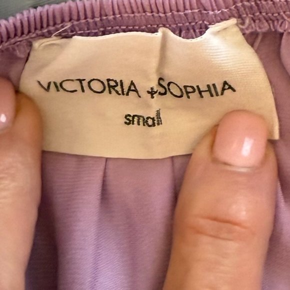 Victoria + Sophia Women's Purple Short Sleeve Tie Crop Top Size S - Picture 3 of 9